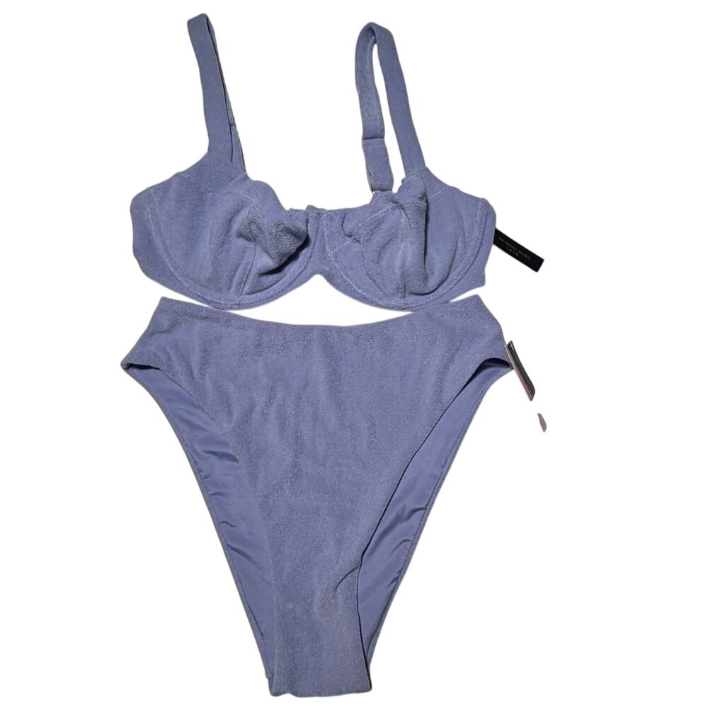 Victoria Secret Terry Cloth Bikini Set Top 36D High Waist Bottom M